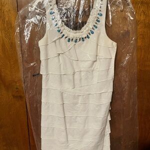 Dressbarn White Dress with Blue Accents